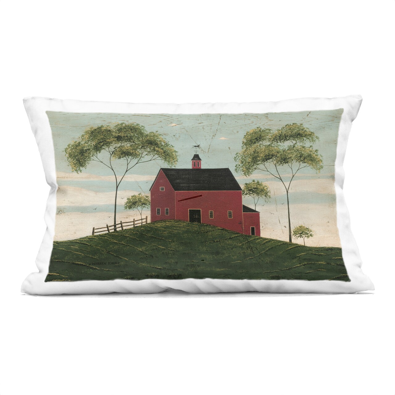 Stupell Industries Red Barn with Tree Pair Decorative Printed Throw Pillow, design by Warren Kimble, 14 x 7 x 20